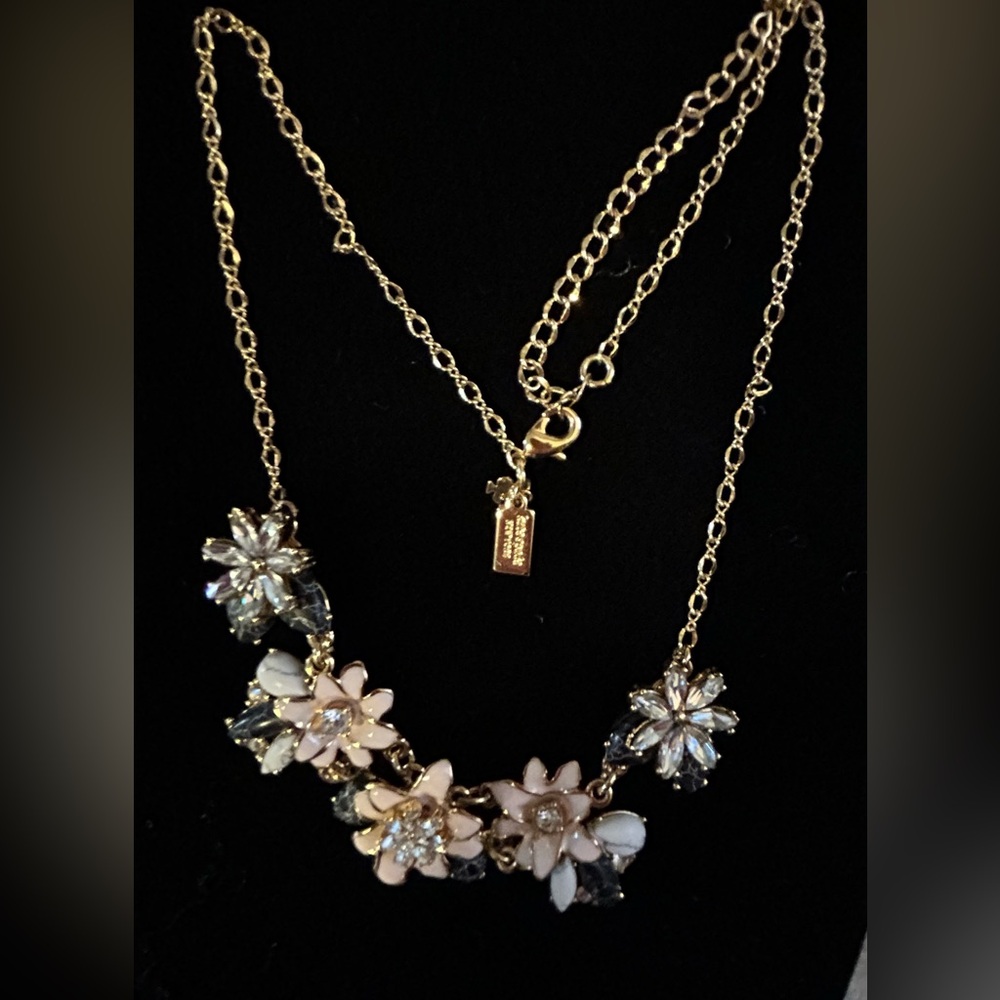 Beautiful Kate Spade Glossy Petals Pink Floral Collar Statement Necklace